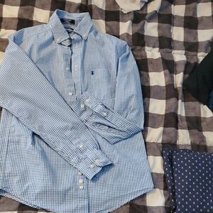 Izod Light Blue Gingham Button Down Shirt